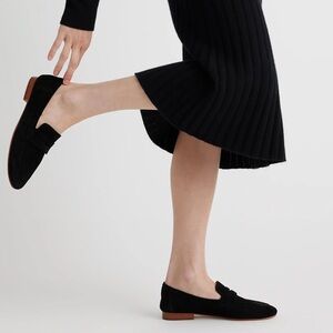 Quince Women Italian Suede Penny Loafer Black Shoes 8.5